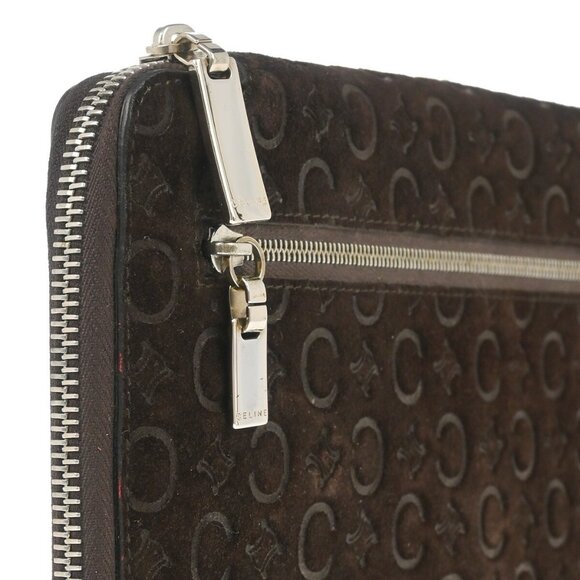 Celine Brown Suede Macadam Pouch Wallet - Picture 9 of 12